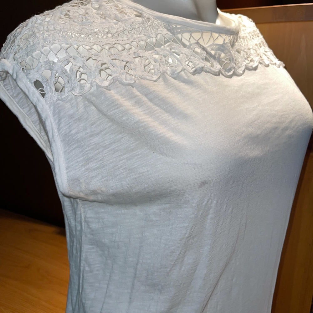Loft Short Sleeve Super Soft Blouse; Crochet Top